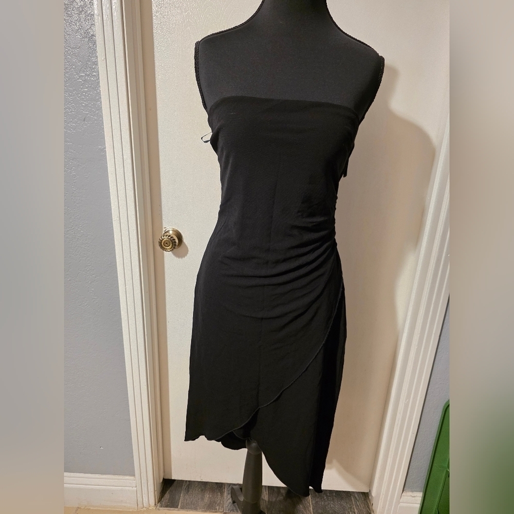 Bebe Black Strapless Asymetrical Size L